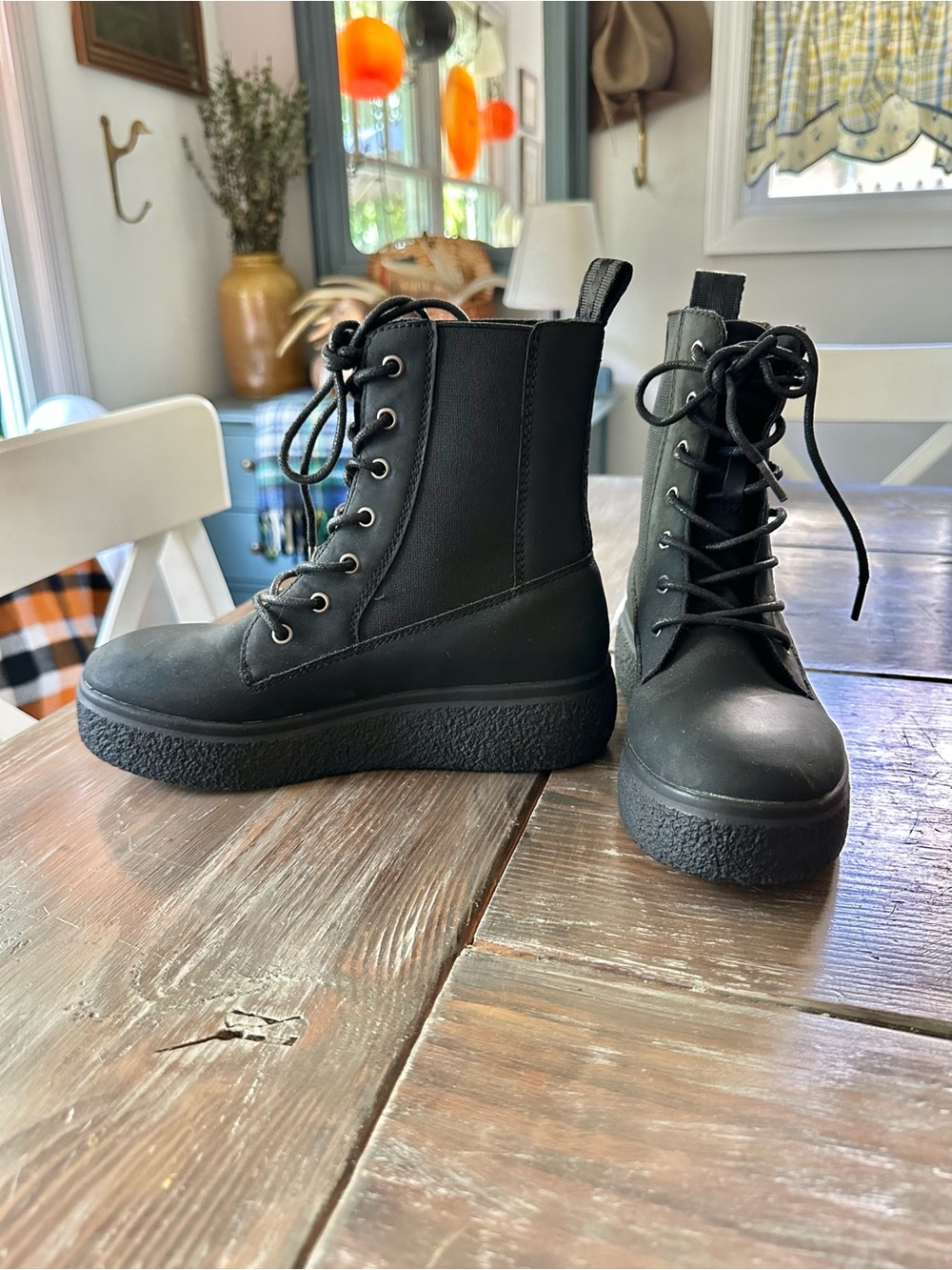Women’s Rocket Dog Aggie Sneaker Booties Black Lace-Up Platform Combat Boots
